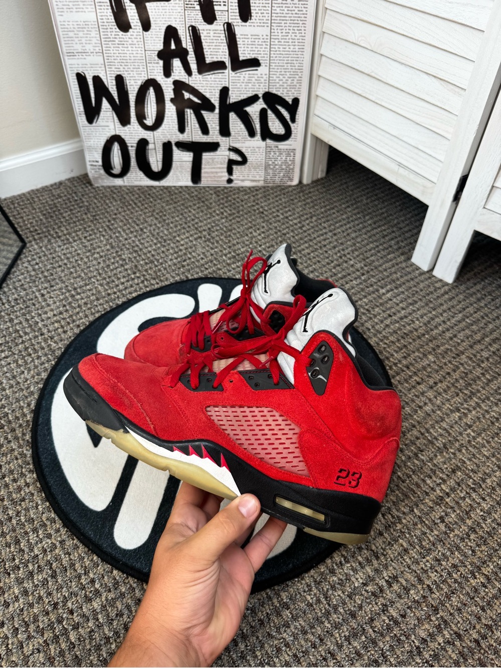 Air Jordan 5 Retro Raging Bull Toro Bravo Red Suede Men’s Size 12 – DD0587-600
